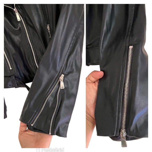 Danielle Bernstein Womens Faux-Leather Moto Motorcycle Jacket, Black, XL - Picture 8 of 13